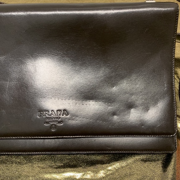 Prada Vitello Sport Flap Bag Women Black Leather Crossbody Messenger Italy - Picture 5 of 16